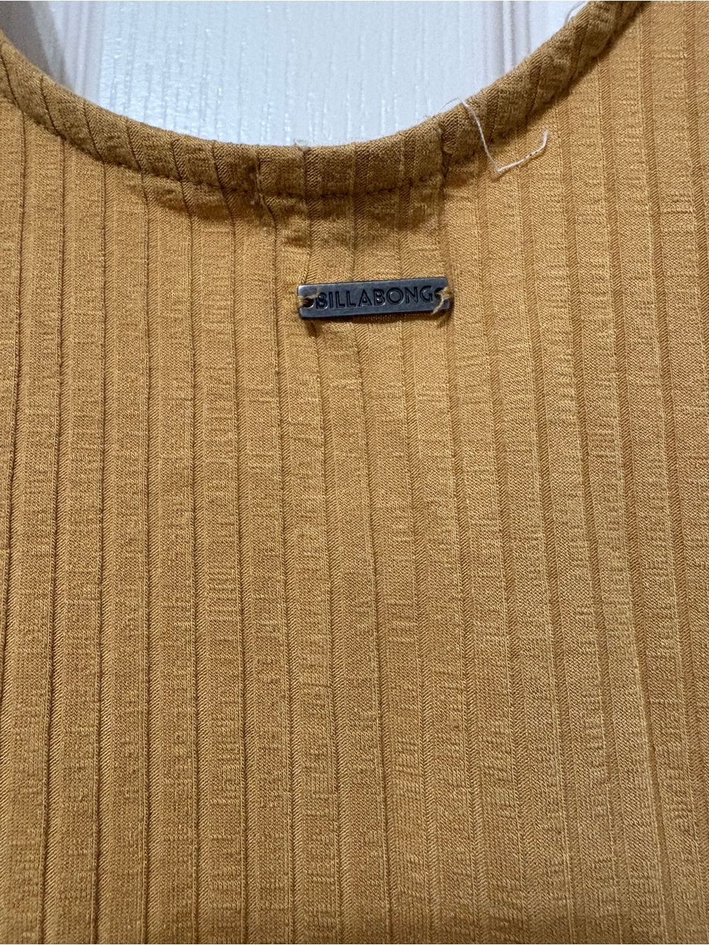 Billabong Mustard Ribbed Button-Front Tank - Picture 3 of 4